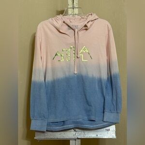 Abstract Punk/ Blue Hoodie with Iridescent Denver Skyline Accents Sz M